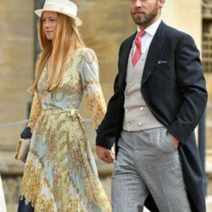 H&M ROYAL WEDDING DRESS S WRAP PLEATED LONG MAXI